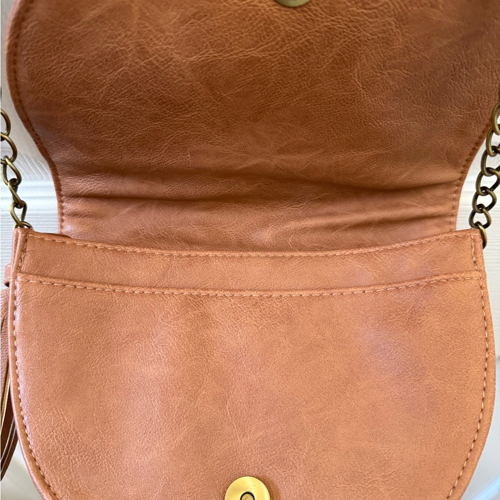 Brown Leather Crossbody Bag NWOT - Picture 3 of 5